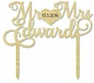 "Mr and Mrs" Wedding Wood Engraved Cake Topper Personalized Rustic Cake Topper