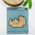 Souvenir Multiple Boston Massachusetts City Wood Engraved Fridge Magnet