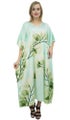 Bimba Women's Floral Satin Long Kaftan Dress Aqua Blue Maxi Caftan Coverup-18