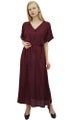 Bimba Women's Wine Rayon Loose Plain Long Maxi Casual Dress With Drawstring