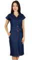 Bimba Womens Blue Denim Dress With Pockets Casual Cap Sleeve Chic Bodycon Dresse