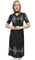 Bimba Women's Black Printed Tunic Top Designer Kurta Short Sleeve Kurti Top
