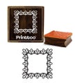 Printtoo Square Brown Wooden Floral Border Frame Rubber Stamp