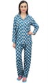 Bimba Check Print Women's Nightwear Shirt With Pajama Pants 2 Pcs