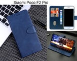 Xiaomi poco F2 pro case leather wallet 3 slots cow hide finish navy