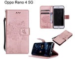 Oppo Reno4 5G case leather wallet embossed cat &amp; tree pattern RG