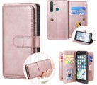 Realme 5 case PU leather retro style 10 card triple wallet rose gold