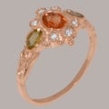 Rose Gold Natural Citrine &amp; Diamond Womens Trilogy Ring - Full 14k UK Hallmark