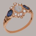 Rose Gold Natural Opal &amp; Diamond Womens Trilogy Ring - Full 9ct UK Hallmark