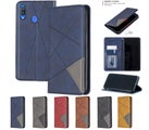Huawei Y9 prime PU leather slim flip case patterned collage style navy