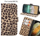 Lumia 640 XL Case Leopard Leather Flip Wallet Case