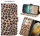 Nokia 2.1 Case Leopard Leather Flip Wallet Case