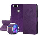 Oppo R15 Pro embossed PU leather wallet case floral &amp; tiger purple