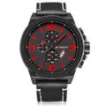 Large Number Display Men Quartz Watch Leather Strap Sport Watch - 1