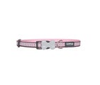 Red Dingo Dog Collar Reflective Bones Pink Sml 12mmx 20-32cm