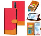 Oppo find x2 neo PU leather wallet case denim finish combined pink