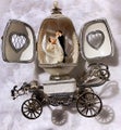 Hand Craft Decorated Goose Egg - Wedding Couple Carriage Music Box