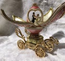 Hand Craft Decorated Goose Egg - Wedding Couple Carriage Music Box