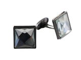 Mens Silver Square Diamond Cufflinks