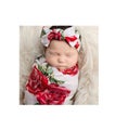 2 Pieces Newborn Baby Floral Swaddling Blanket and Headpiece