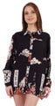 Inkmeso Printed Long Sleeve Oversized Shirt For Women’s Loose Fit Button-Down