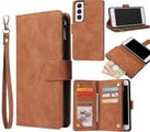 Samsung galaxy a57 suede wallet case multifunction 6 cards &amp; zipper tan