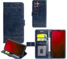 galaxy s26 ultra pu leather wallet case cowhide finish card back buckle navy
