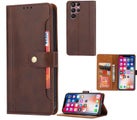 galaxy s26 ultra pu leather wallet case front pocket magnetic closure brown