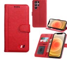 galaxy s26 ultra full grain finish pu leather wallet case card &amp; stand red