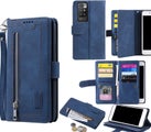 Redmi 10 all in one Suede wallet case front zip pocket lanyard navy