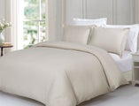 LIVEINSTYLE PLAIN BEIGE 3P DUVET COVER SET with DAMASK STRIPES #1512 SUPER KING