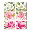 Cinnamon Magnolia Garden Cork Backed Drink Coasters Set 6