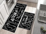 PVC Leather Kitchen Rug and Mats for Kitchen Sink Office Standing Desk Black