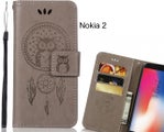 Nokia 2 Case Embossed leather wallet case owl