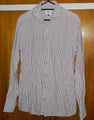3 WISE MEN TAILORED WHITE & RED STRIPE LONG SLEEVE SHIRT - 36(S)