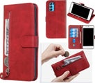 Oppo find x3 lite pu leather wallet case cowhide finish card zipper wine