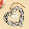 Chic Wicker Hanging Hearts Gray White Artificial Rattan Wreaths DIY Heart Wicker