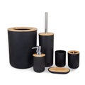 Bathroom Accessories Set 6 Pieces Bamboo Room Set Toothbrush Holder Soap Dispens