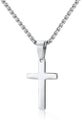 Cross Necklace For Men - Stainless Steel Silver Gold Black Plain Cross Pendant N
