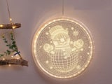 16cm Christmas Snowman Print Window Hanging Light Xmas Decor
