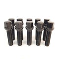 R12 Ball Seat Wheel Bolts Black M14X1.5 17mm Hex 38mm Long Thread