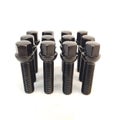 R12 Ball Seat Wheel Bolts Black M14X1.5 17mm Hex 38mm Long Thread
