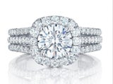 Ring CZ Diamonds White Gold Plated Ring /S8