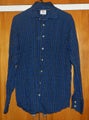 3 WISE MEN TAILORED DARK BLUE & BLACK PATTERN LONG SLEEVE SHIRT 39 (S)