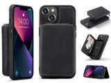 Magnetic Detachable Kickstand Zipper Wallet Case Cover for iPhone 13 6.1" Black