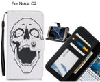 Nokia C2 case 3 card leather wallet case printed ID