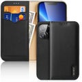DUX DUCIS iPhone 13 Pro Genuine Leather Wallet Case Flip Stand Cover Black
