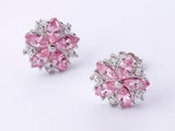 Stud Pink Topaz CZ White Gold Plated Flower Earrings
