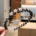 Fashion Pearls Hair Accessories Female Hoop Rhinestone Non-slip Bezel Hairbands