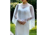 TOPQUEEN G27 Bolero Women Jacket Cape Pearls Beaded Piping Round Neck